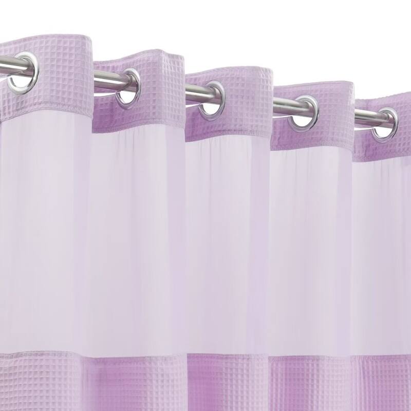 Cotton Blend Honeycomb Waffle Weave Shower Curtain with Snap-in Liner