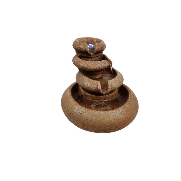 Indoor Three Tier Flowing Tabletop Fountain with LED Light (1)