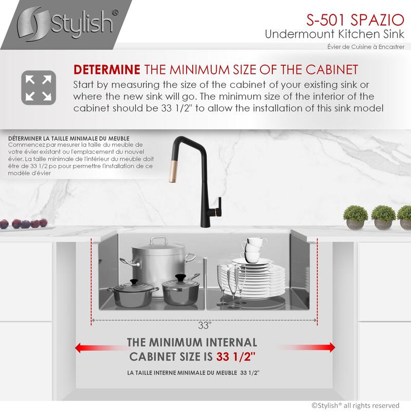 Undermount 33" Stainless Steel Double-Bowl Kitchen Sink Handmade - 33" x 18" x 10"