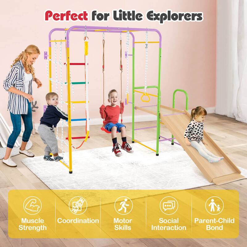 Costway Metal Indoor Jungle Gym 8-in-1 Climbing Playset with Monkey - See Details