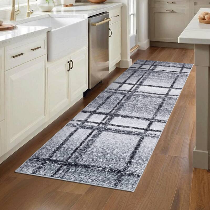 Washable Area Rug, Modern Geometric Area Rugs for Living Room Bedroom, Non-Slip Low Pile Indoor Soft Carpet