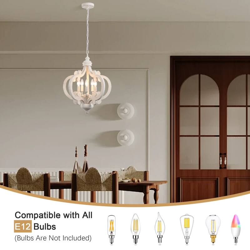 5-Light Country Wood Chandelier Light Fixture for Kitchen Island Dining Room