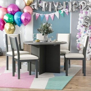 5-Piece Retro Functional Dining Set, 1 Extendable Table with a 16-inch ...