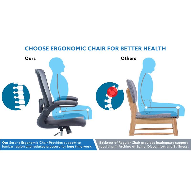 Serena Ergonomic Mesh Drafting Chair - Adjustable, Breathable Mesh, Lumbar Support, Ergonomic and Height Adjustable Flip-Top
