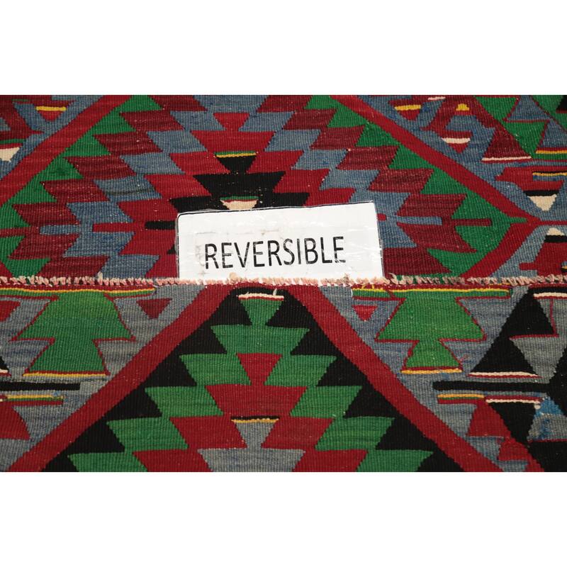Hand Woven Oriental 100% Wool Carpet Southwestern Tribal Navy Blue & Blues Kilim Area Rug - 8' 11'' X 5' 9''