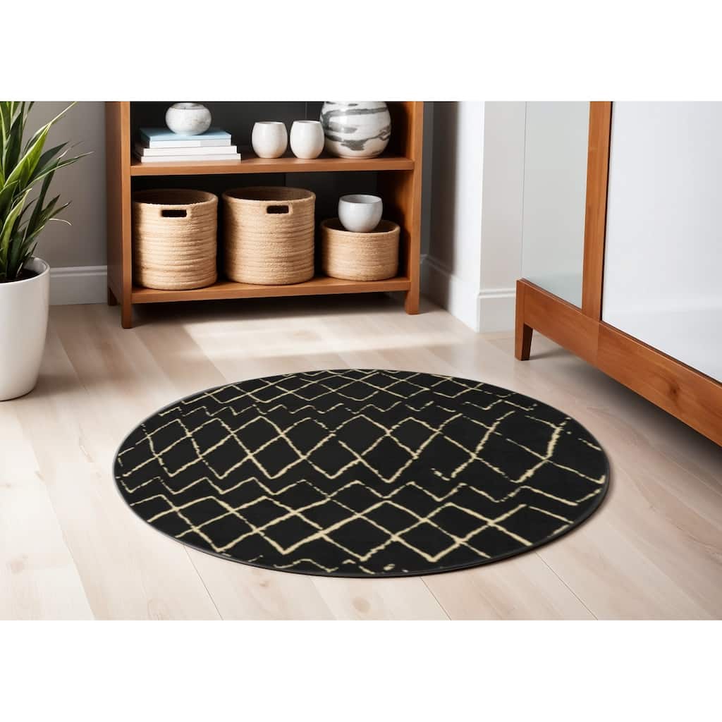Lomow Power Loomed Geometric Abstract Modern Area Rug By HomeRoots - 63' X '63' X '0.5