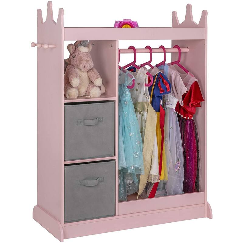 UTEX Kids Dress up Storage with Mirror and Storage Bin,Kids Armoire Dresser,Costume Closet,Pretend Storage Closet for Kids