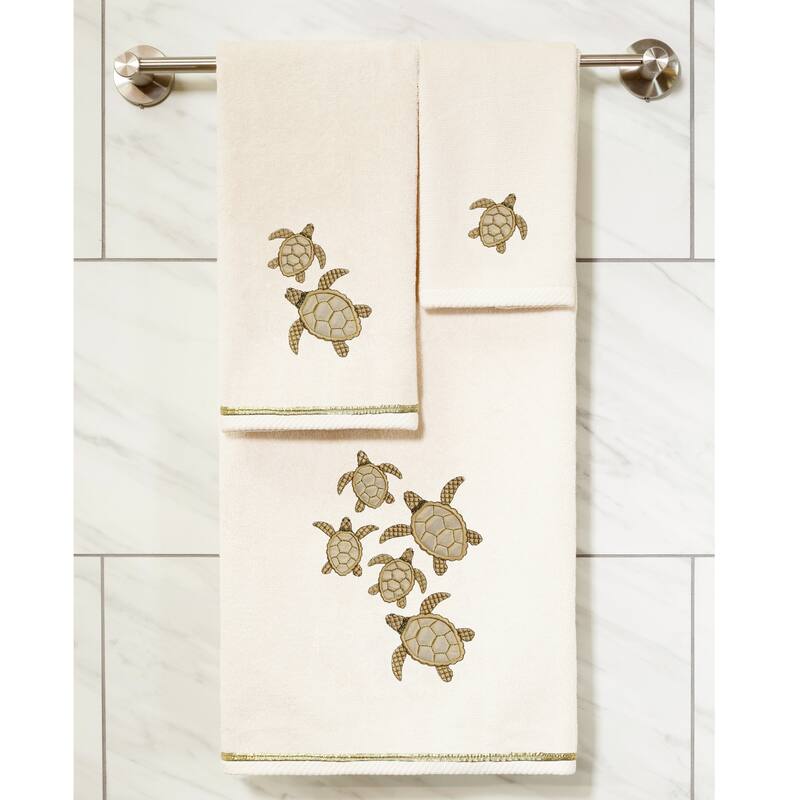 Authentic Hotel and Spa Turkish Cotton Tortuga 3PC Embellished Towel Set