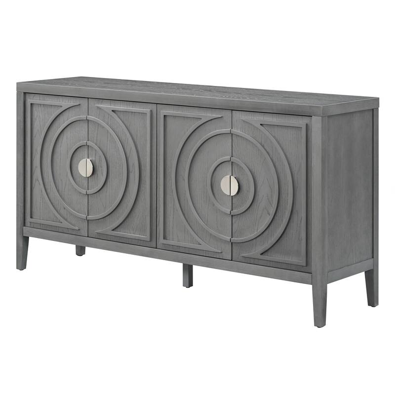 Retro Sideboard door with Circular Groove Design Round Metal Door Handle for Entrance, Dinning Room, Living Room