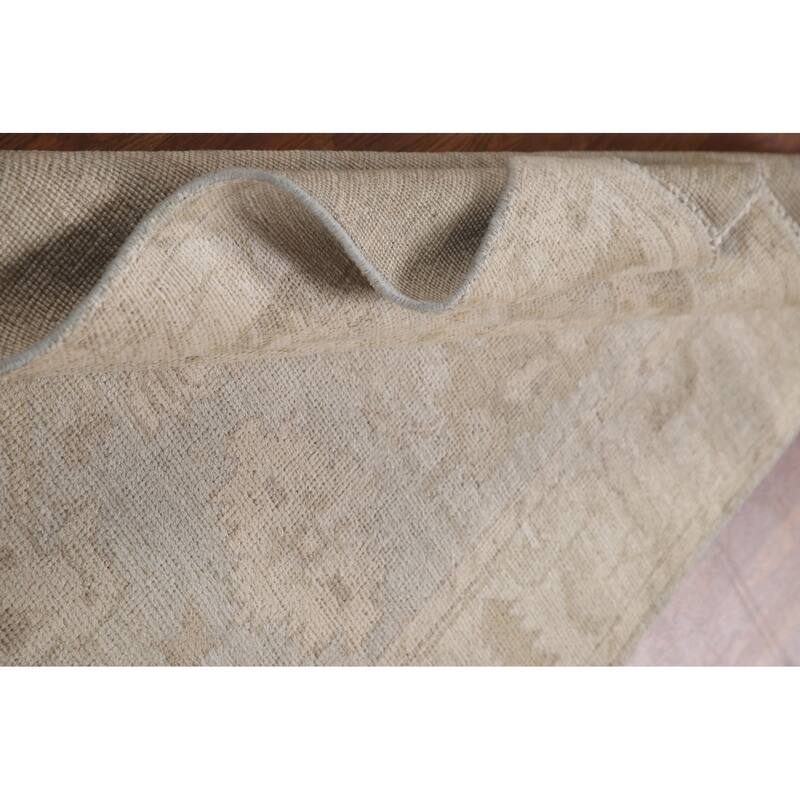 Hand Knotted Oriental 100% Wool Carpet Transitional All-Over Beige & Ivories Oushak Area Rug - 6' 1'' X 3' 9''
