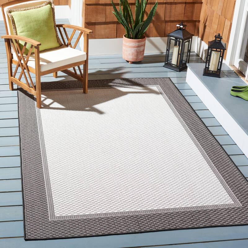 Martha Stewart by SAFAVIEH Washable Zaruhi Indoor/ Outdoor Waterproof Rug - 9' x 12' - Ivory/Charcoal