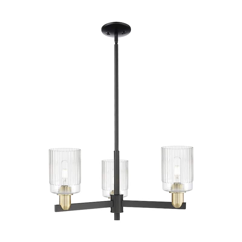 Innovations Lighting Endless Possibilities Arcadia - Hadley - 3 Light 26" Stem Hung Chandelier - Clear/Black Antique Brass