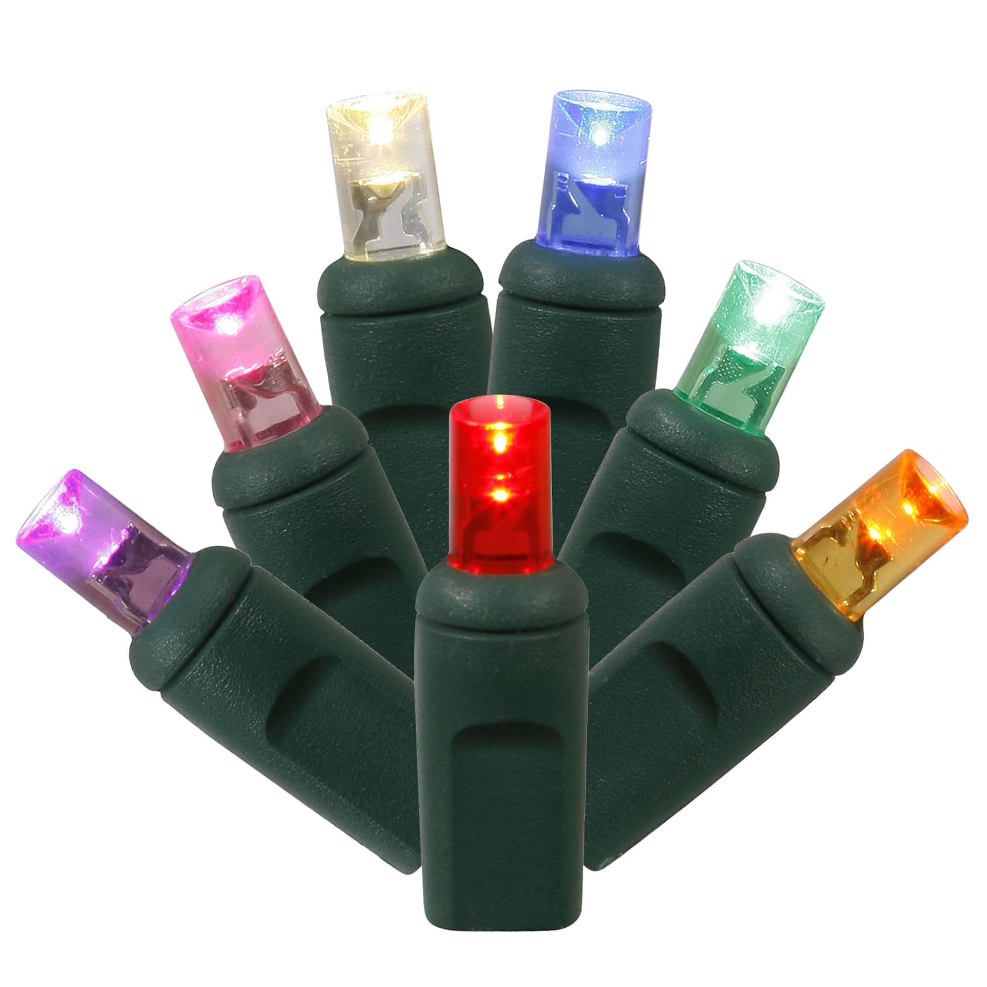Vickerman 70 Multi-Colored Twinkle Wide Angle LED Single Mold light on Green Wire, 35' Christmas Light Strand - Multicolor
