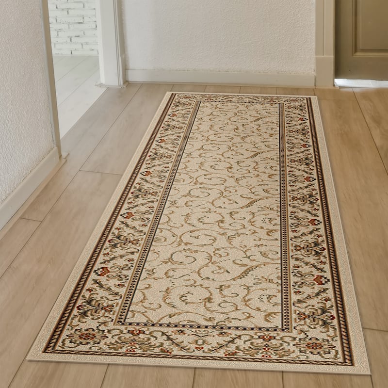 Admire Home Living Amalfi Transitional Scroll Pattern Area Rug