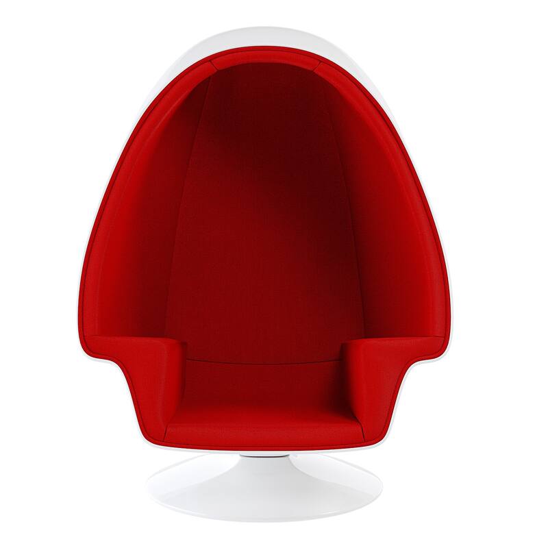 HomeRoots 38" White And Red Fiberglass And Wool Swivel Egg Chair With Ottoman - 38' X '52' X '40