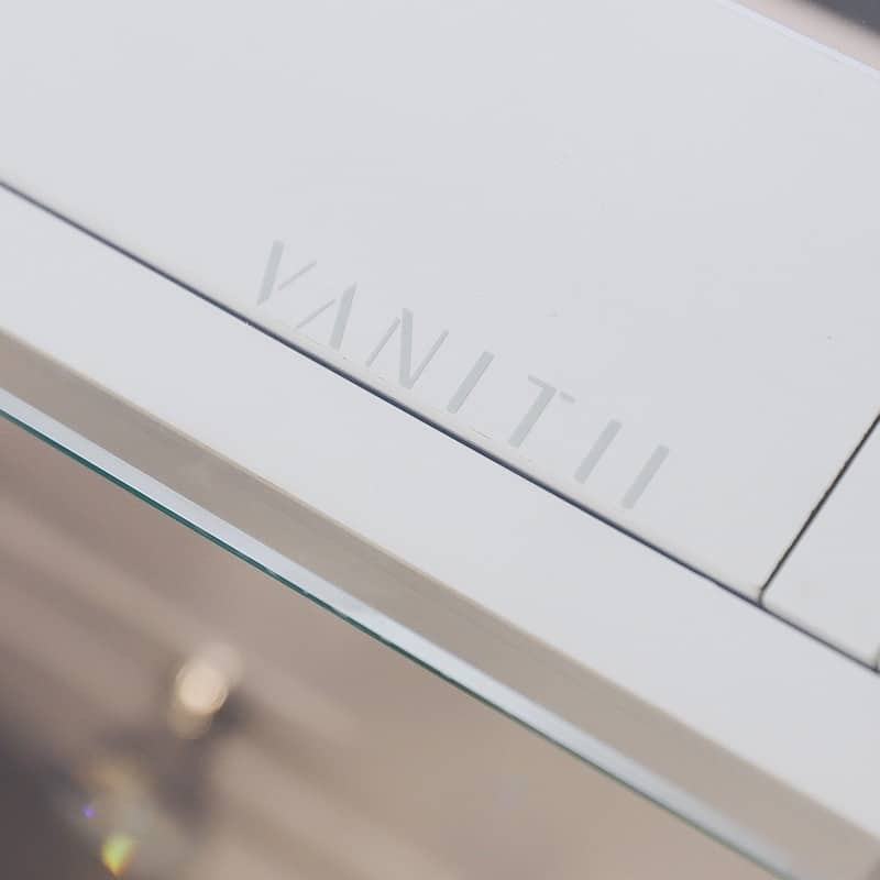 VANITII 8 Drawers Makeup Vanity Desk With RGB Strip Lights For Bedroom Dresser Vanites Metal White