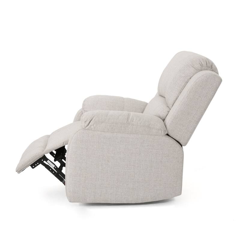 Roomfitters Manual Recliner Chair with Plush Beige Linen Fabric, Compact Armchair for Small Spaces