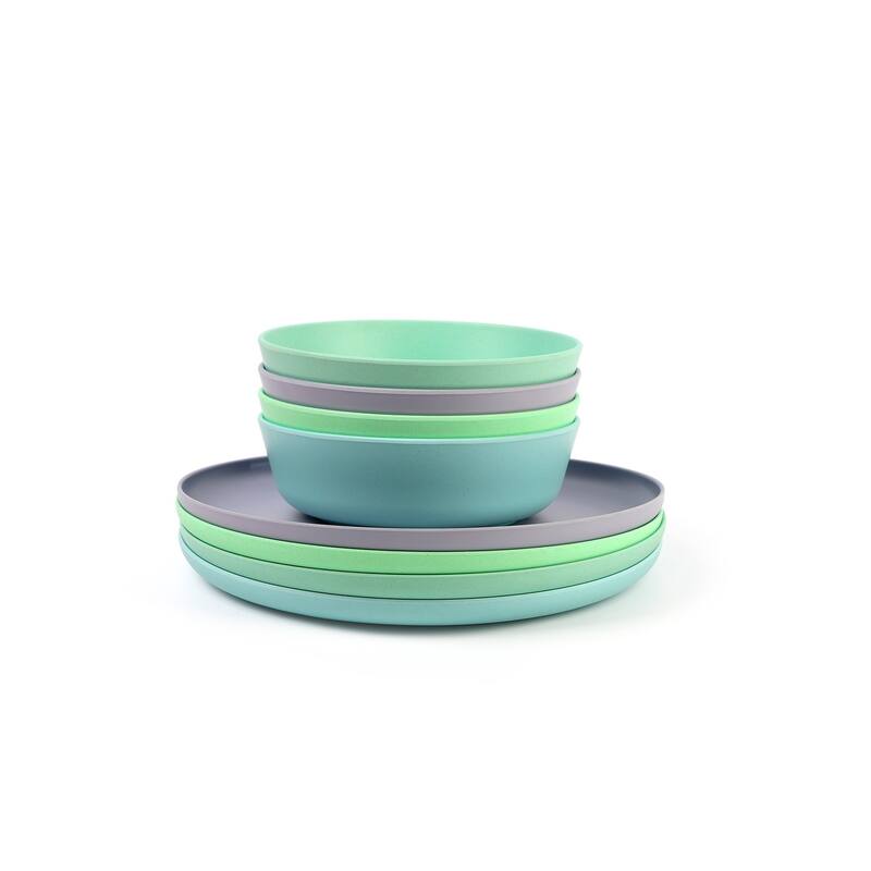 8-piece Macarons Cool Color Bamboo Flour Tableware Set