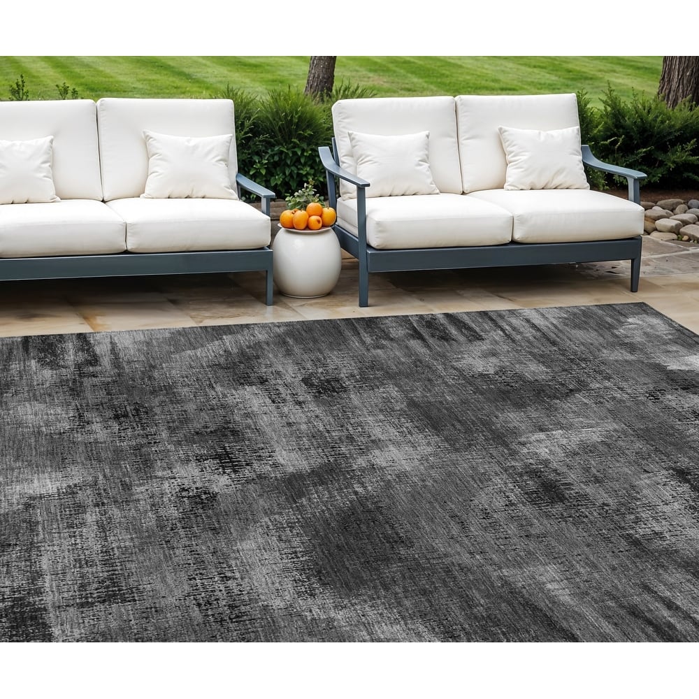 HomeRoots Abstract Transitional Rectangle Outdoor Rug