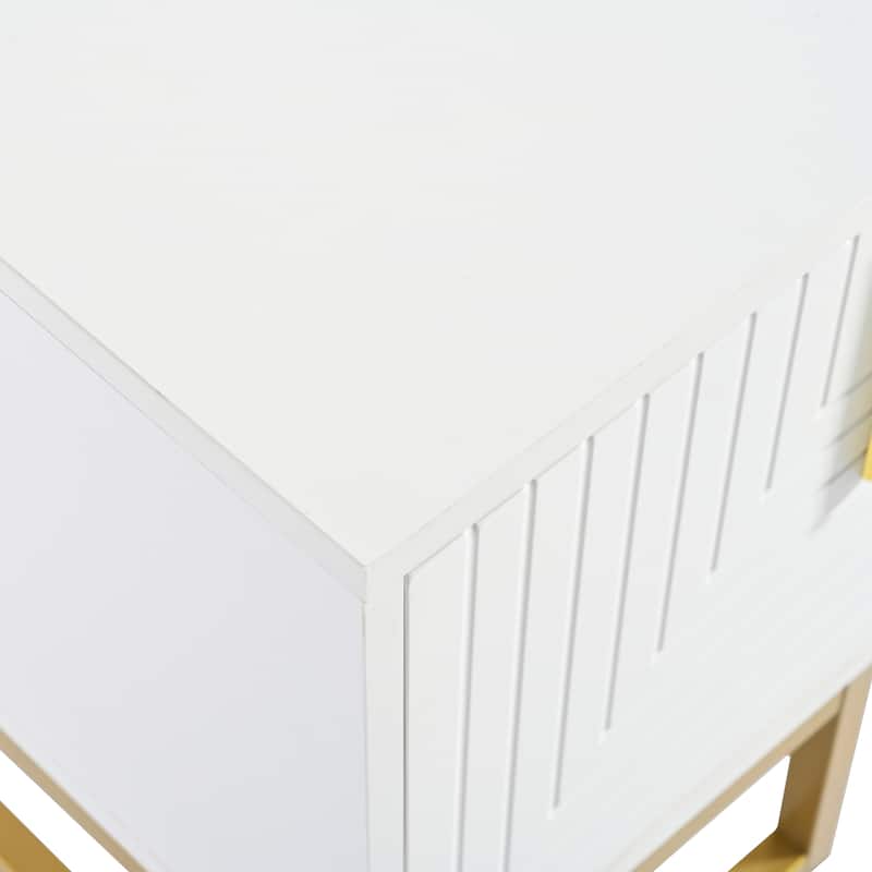 70" TV Stand with Gold Handles & Adjustable Shelves for TVs Up to 80"