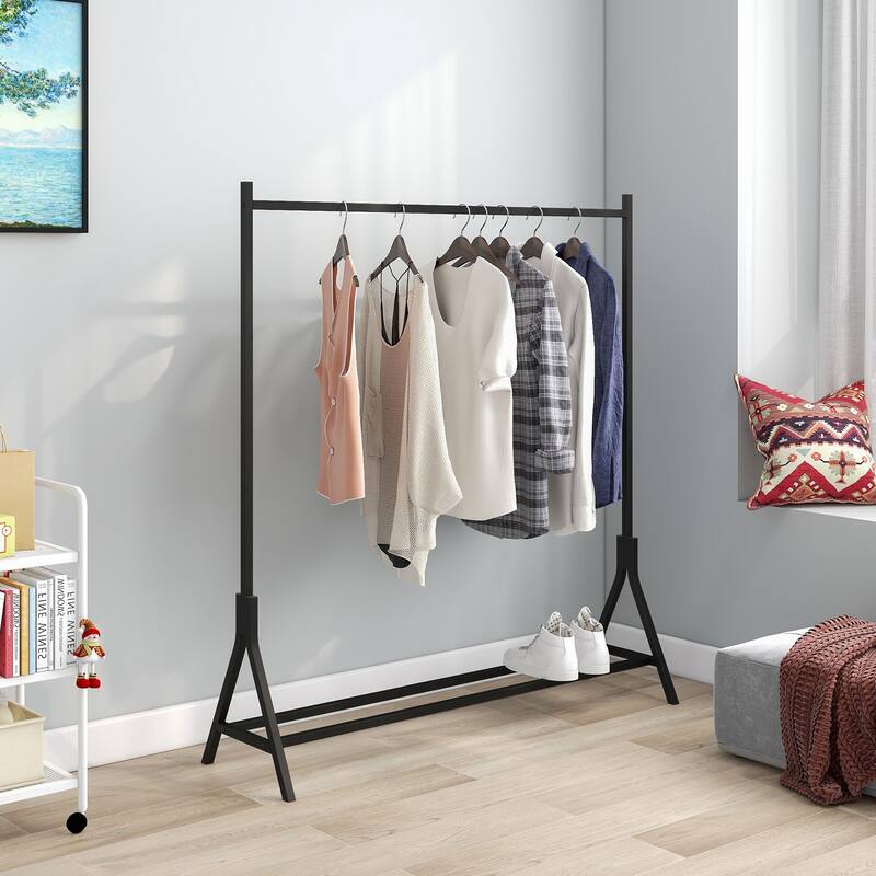 Garment Rack Freestanding Hanger Multi-functional Single pole Bedroom Clothing Rack Bedroom - Black