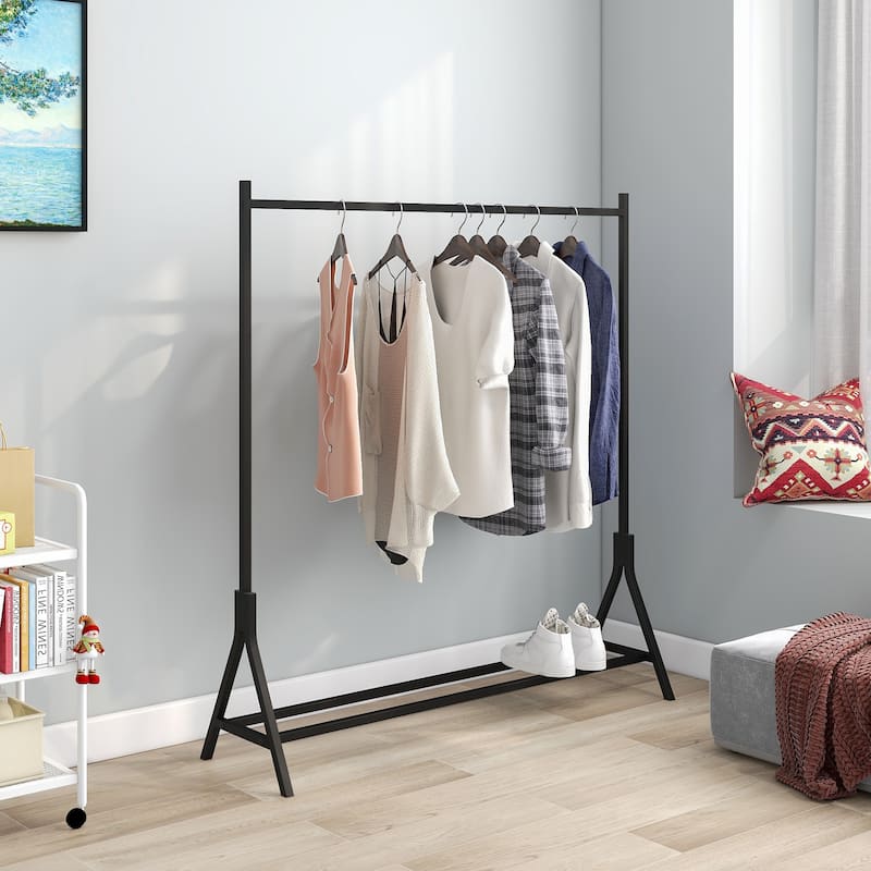 Rack Freestanding Hanger Multi-functional Single pole Bedroom Clothing Rack Bedroom, Black - Black