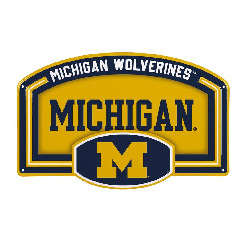 University Of Michigan Embossed Steel Wall Sign, 11" x 17"