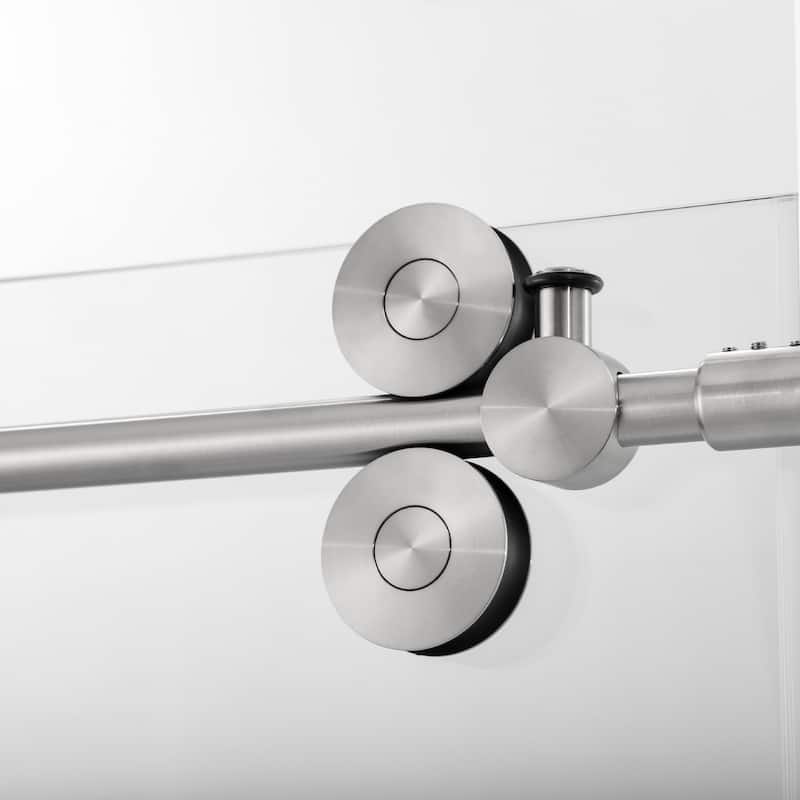 Villena 52" W x 78" H Single Sliding Shower Door,Brushed Nickel - 52 inches