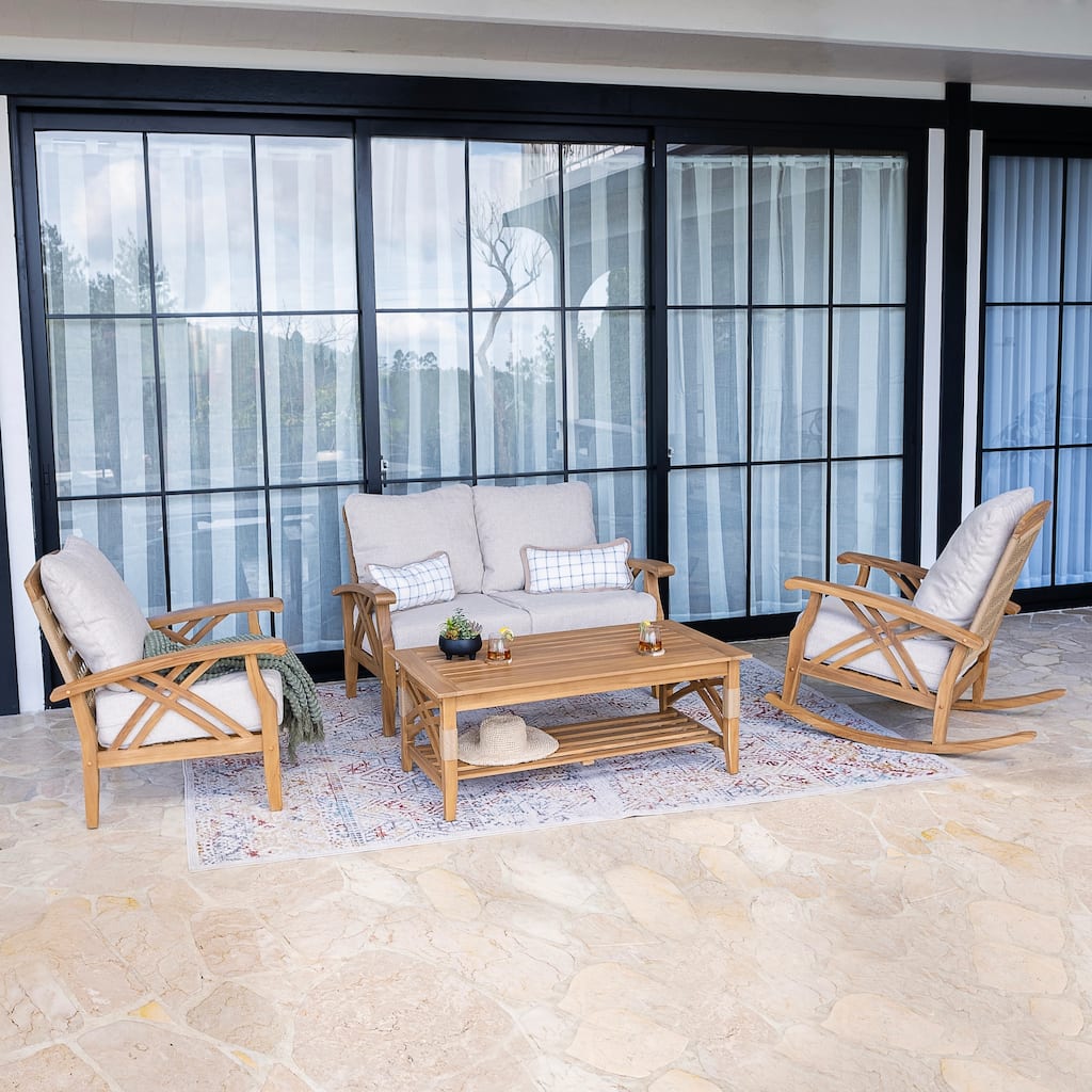 Cambridge Casual Carmel Teak Patio Conversation Set of 4