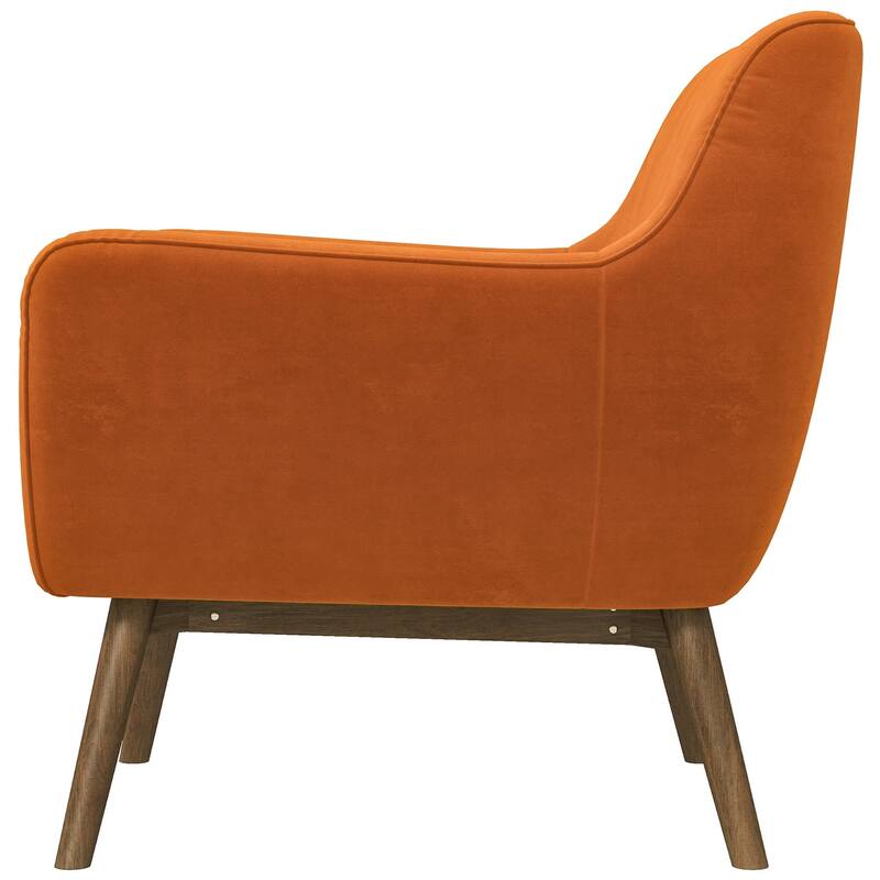GDFStudio - Panom Modern Velvet Lounge Chair with Walnut Wood Base