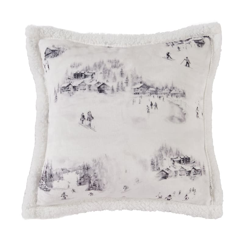 Indigo Hill by HiEnd Accents Campfire Sherpa Fleece Decorative Pillow, 18"x18"