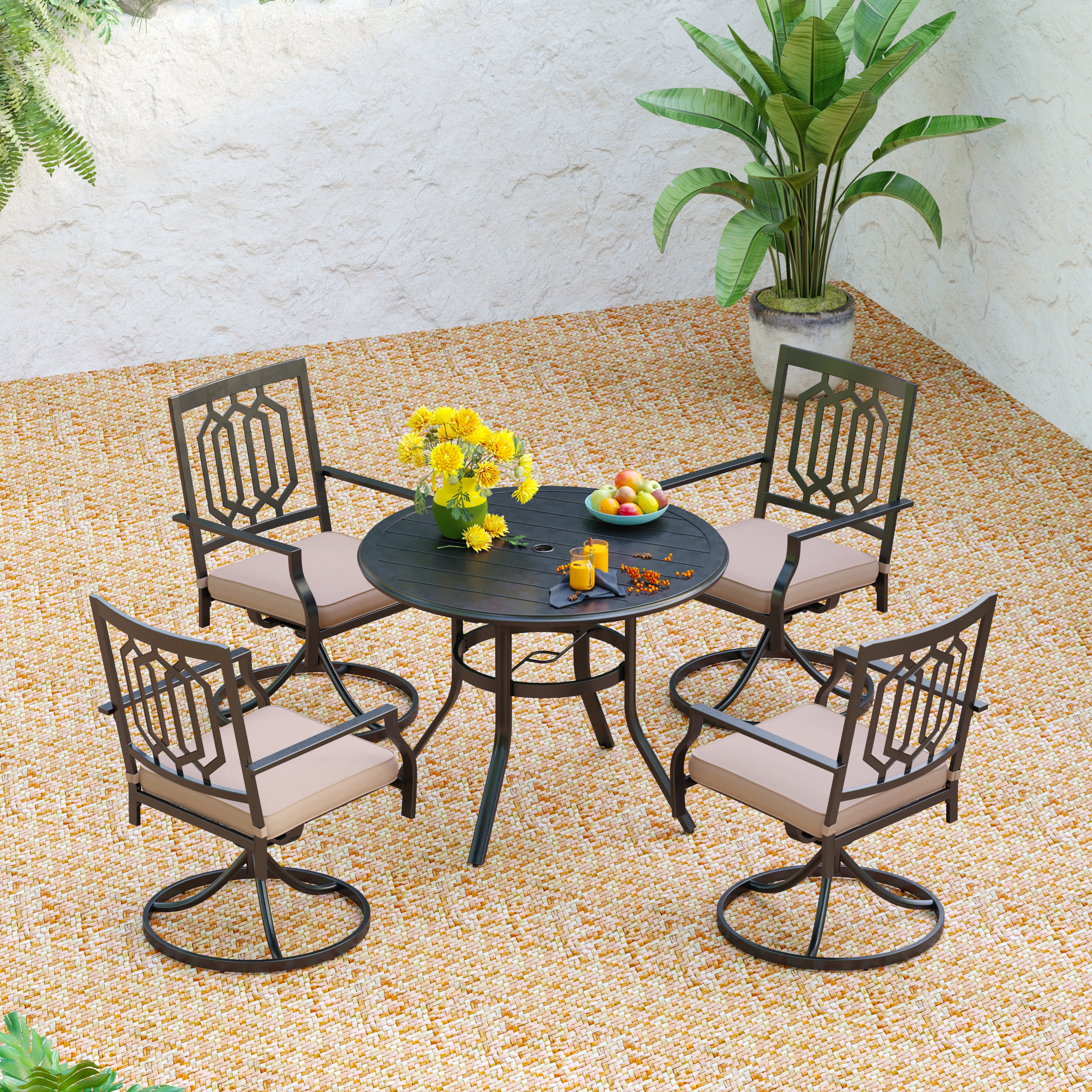 Wrought iron patio hotsell set with umbrella