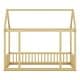 preview thumbnail 4 of 25, Wooden Floor Bed with House Roof Frame and Safety Guardrails,Twin/Full Size
