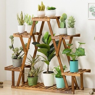 WOODEN CLAY POT HOLDER FREESTANDING FOR 6 POTS