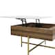 Modern Square Lift-Top Coffee Table Set with Storage & 4 Ottomans White & Walnut