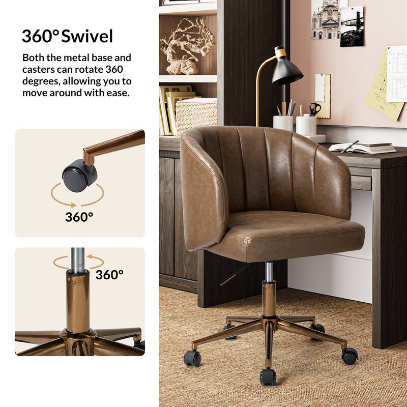 Gia Mid-century Modern Vegan Leather Ergonomic Office Chair by HULALA HOME
