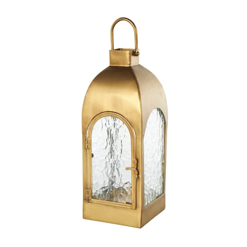 Metal Arched Candle Lantern with Top Handle - Gold - Roche River Decor - 6"W x 6"L x 18"H