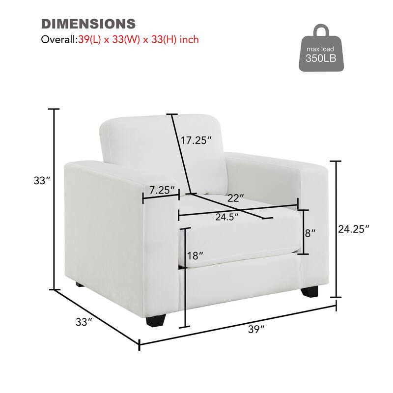 Modern Accent Chair Side Chair with Wood Legs, Ivory Office Chair Reception Chair with Square Armrests