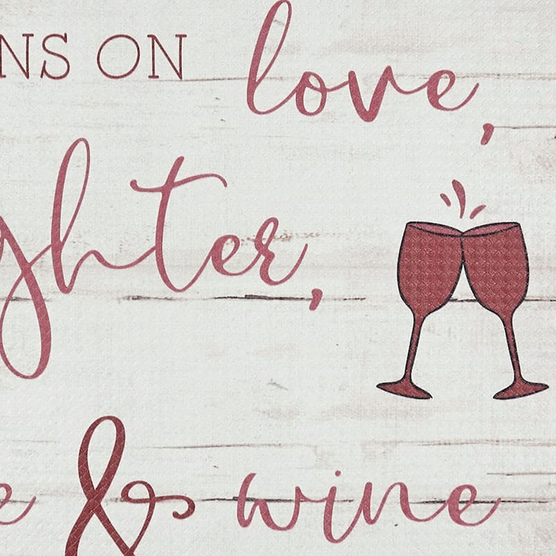 SoHome Cozy Living House Runs On Wine Anti-Fatigue Kitchen Mat, Red/Off White