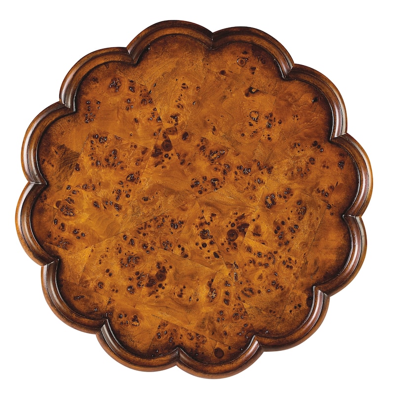 Butler Traditional Round Solid Wood Pedestal Table in Olive Ash Burl Finish - Medium Brown