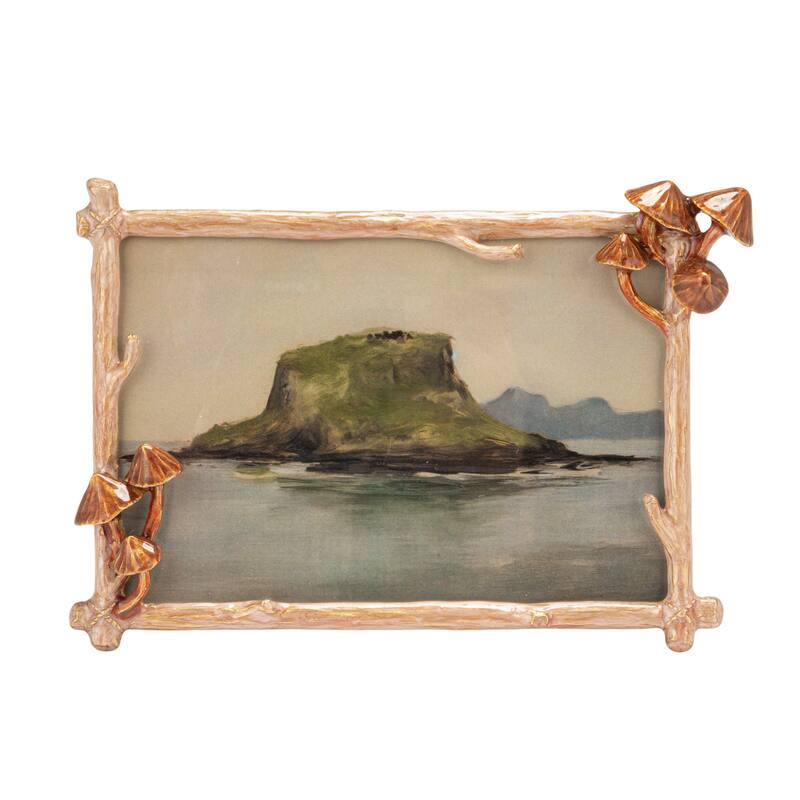 Enameled Metal Photo Frame with 3D Mushrooms