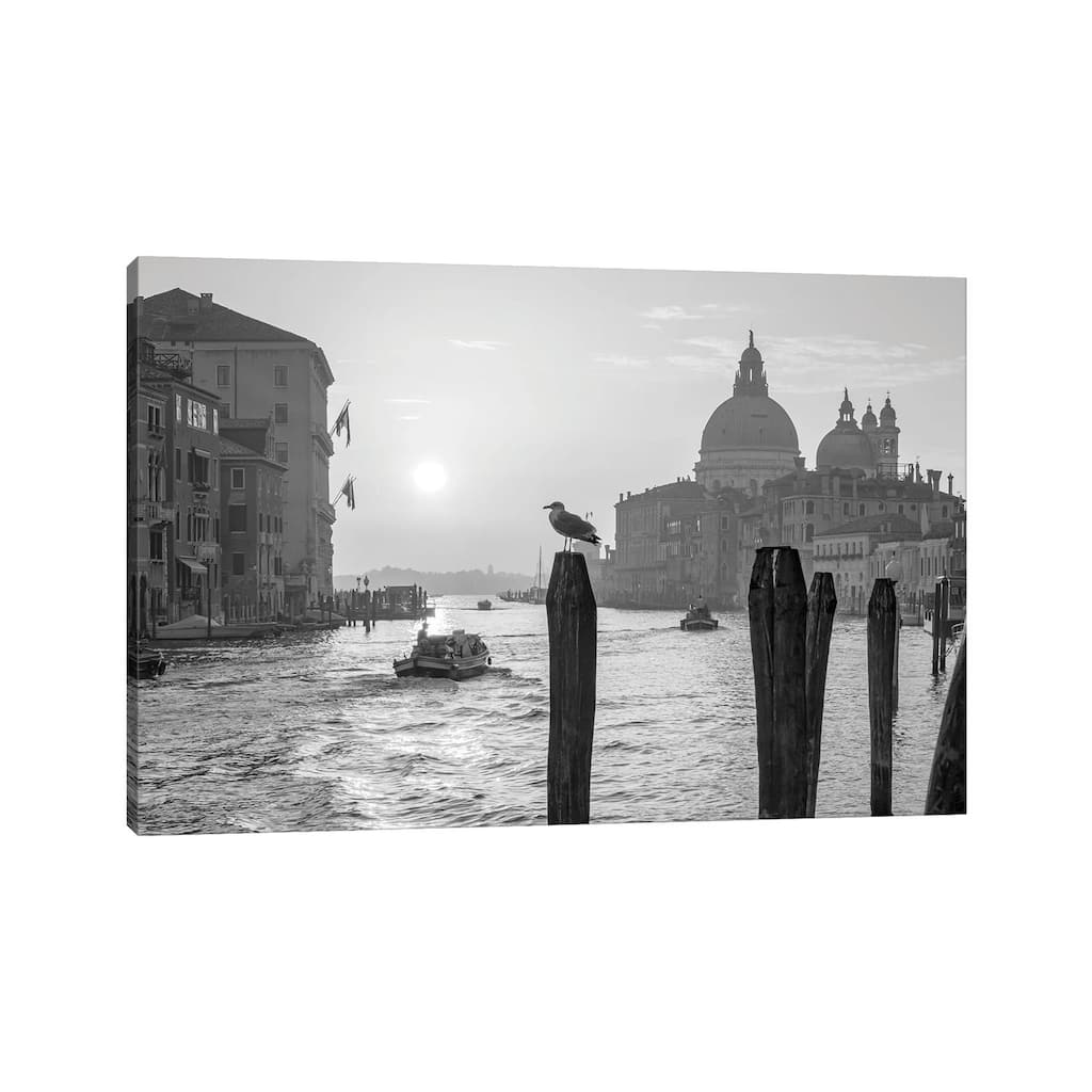 iCanvas "Sunrise At The Canal Grande In Black And White, Venice, Italy" by Jan Becke Canvas Print