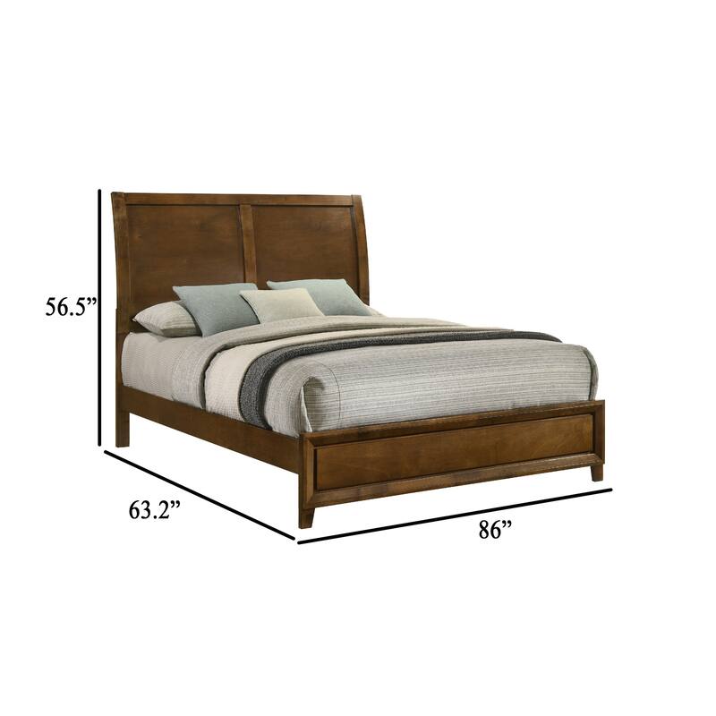 Lary Queen Bed with Sleigh-Style Headboard and Slat Kit, Walnut Brown