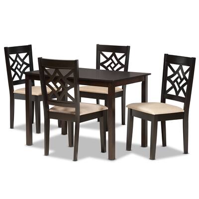 Lucie Modern and Contemporary Fabric Upholstered Espresso Finished 5-Piece Wood Dining Set main image 0