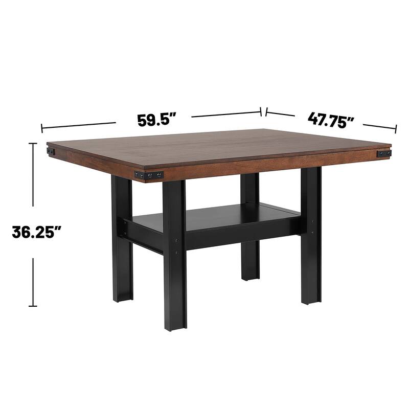 Rectangular Wooden Counter Height Dining Table in Mango Oak and Black