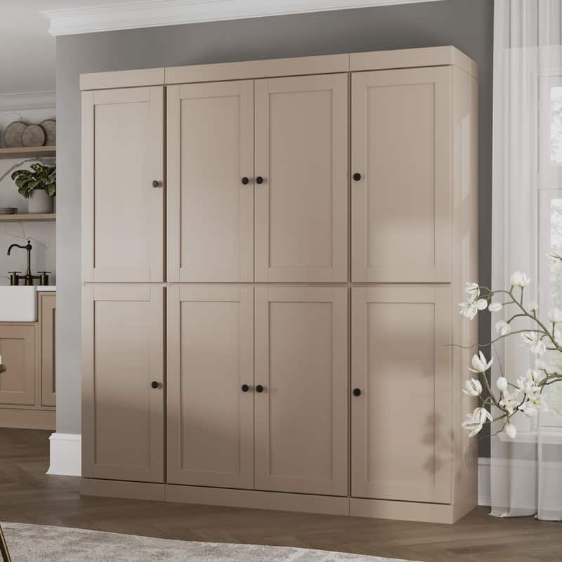 Palace Imports 100% Solid Wood 65" Pantry Cabinet with Shaker Doors, 2-Drawers and Adjustable Shelves