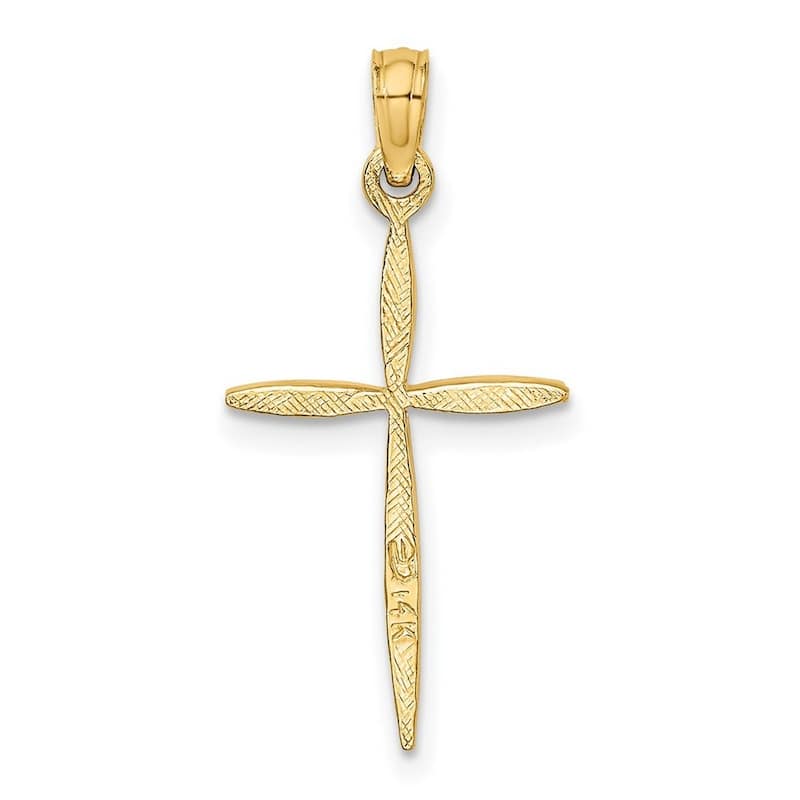 Curata 10k Yellow Gold 18" Diamond Cut Stick Religious Faith Cross (13mm x 25.6mm)