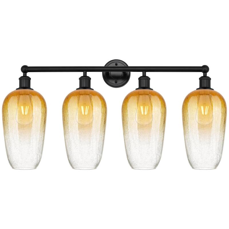 Innovations Lighting 616-4W-18-34 Brookhaven Flute Vanity Brookhaven - Matte Black / Amber