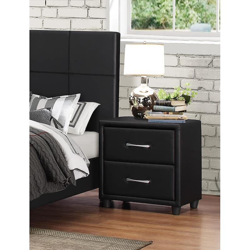 Contemporary Durable Faux Leather Covering 1pc Nightstand of Drawers Bar Pulls Stylish Furniture