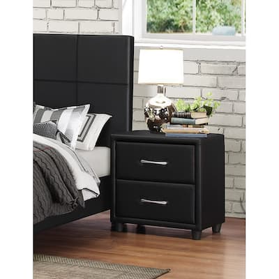 Contemporary Durable Faux Leather Covering 1pc Nightstand of Drawers Bar Pulls Stylish Furniture